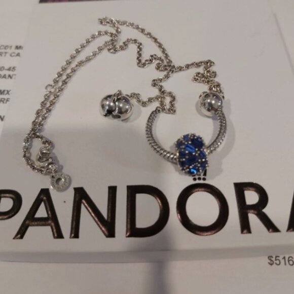 Authentic Pandora Sterling Silver U-shape Charm Pendant Necklace 392747C00-45 - Picture 15 of 16